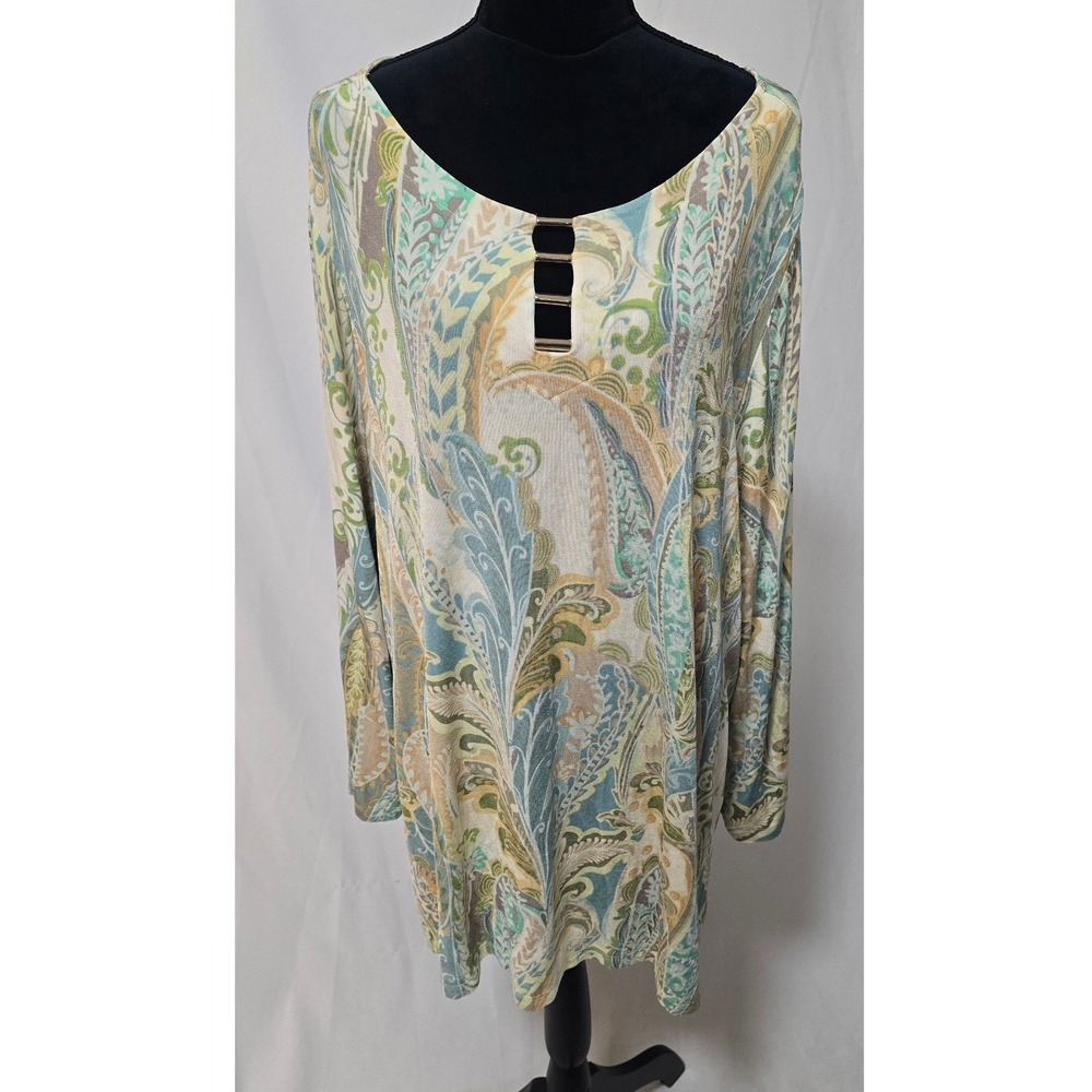 Chico's Travelers women plus size 20/22 long sleeve metal accent neck slinky